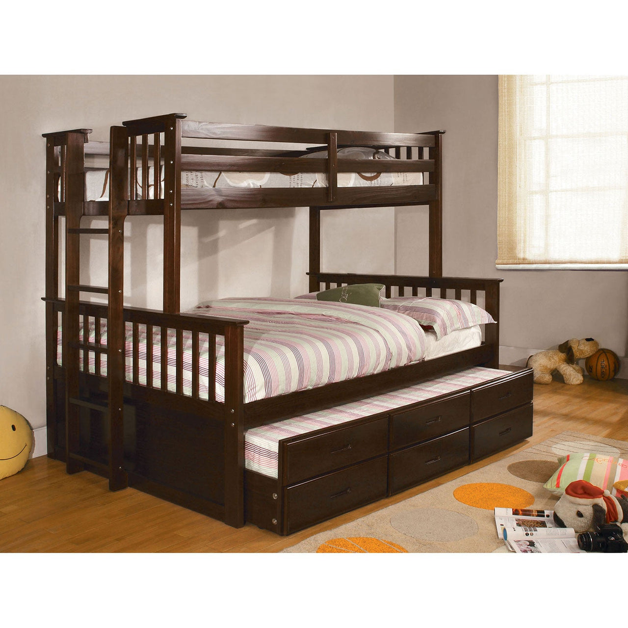 University I Dark Walnut Twin/Full Bunk Bed + Trundle image