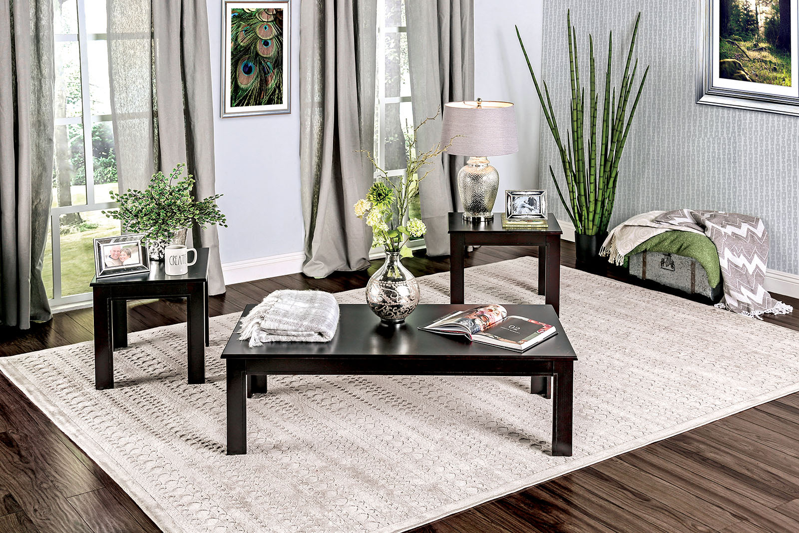 Bay Square Black 3 Pc. Coffee Table Set image