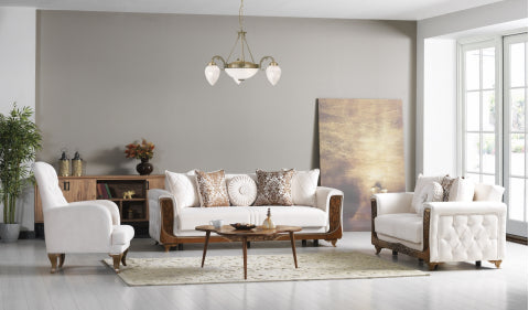 Carmen Convertible Livingroom Set Ivory