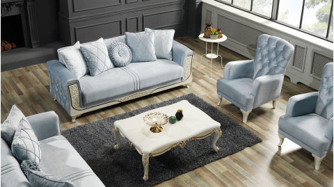 Carmen Convertible Livingroom Set Light Blue