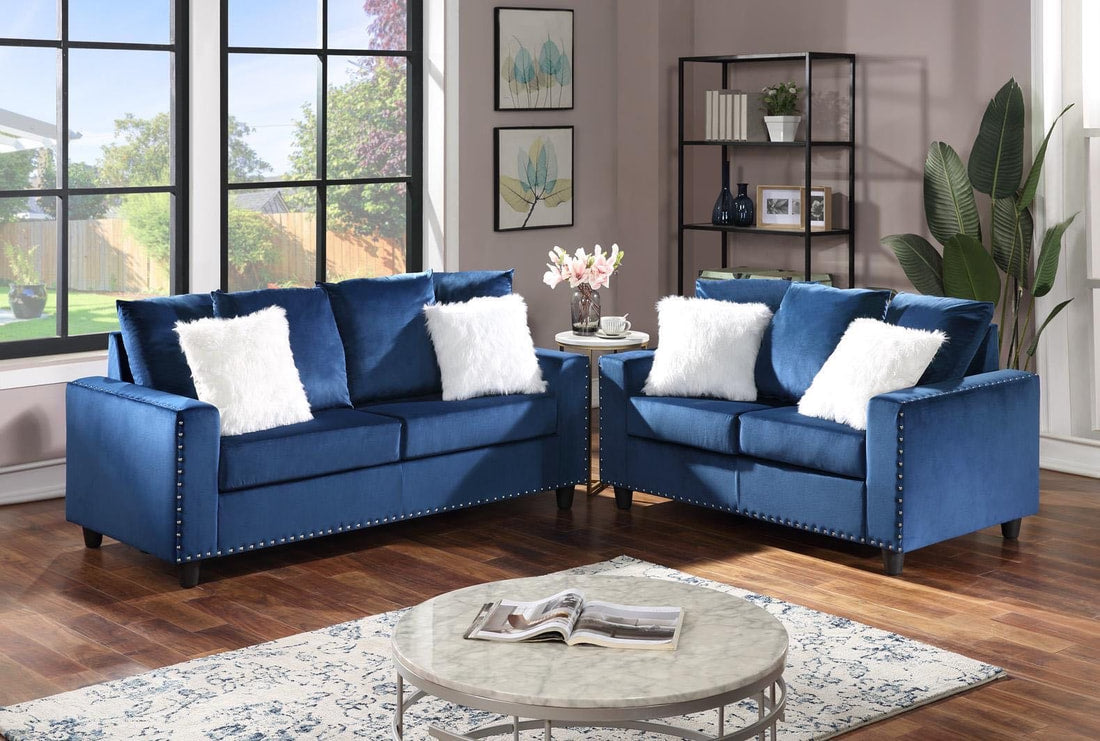 Juego de sofá y loveseat azul Cenicienta