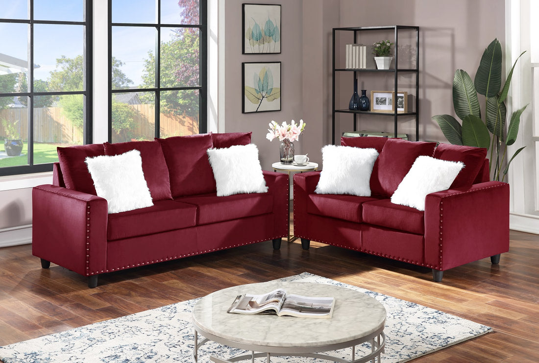 Sofá y loveseat rojo Cenicienta 