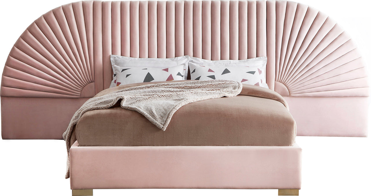 Cleo Pink Velvet King Bed (3 Boxes) image