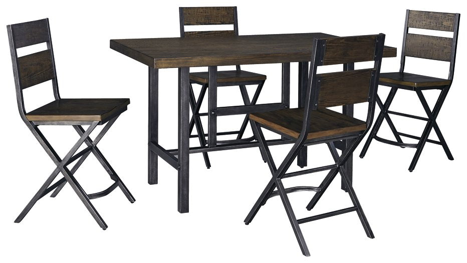 Juego de comedor Kavara de 5 piezas con altura de mostrador