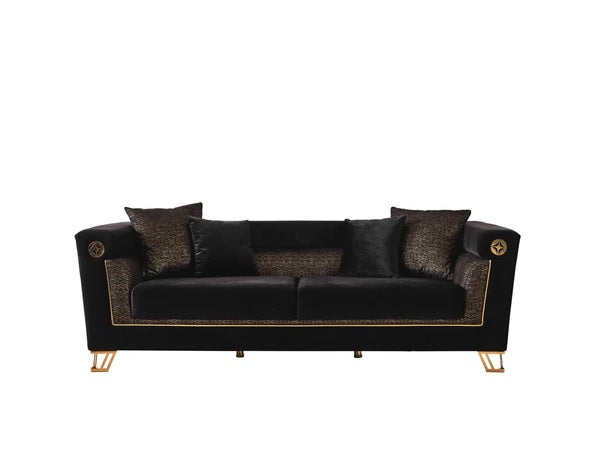 Juego de sofá y loveseat de terciopelo negro Diamond de 2 piezas. Próximamente.