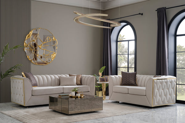 Dream Ivory Velvet Sofa & Loveseat.
