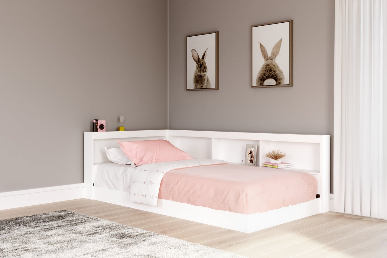 Cama con almacenamiento y librería doble Piperton 