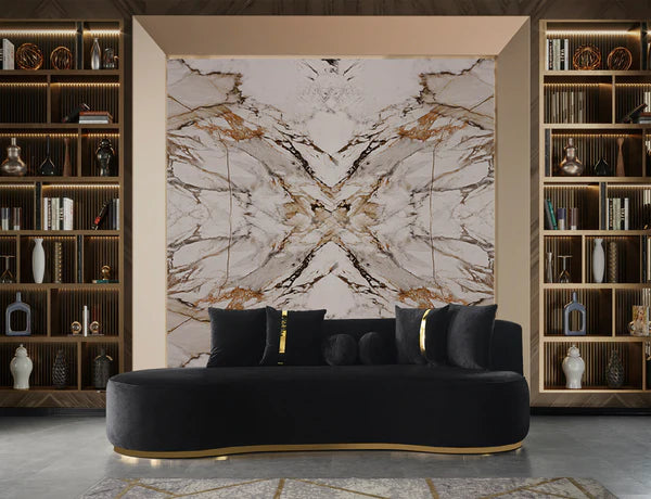 Chaise lounge Ella de terciopelo negro.