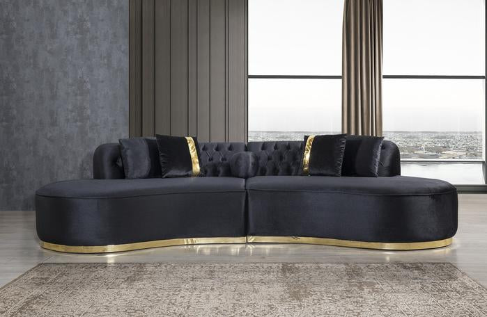 Ella Velvet Black Curved Sectional.Coming Soon.