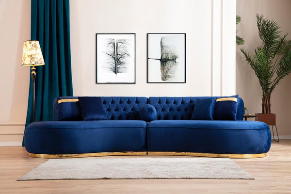 Ella  Blue Velvet Curved Sectional.Coming Soon.