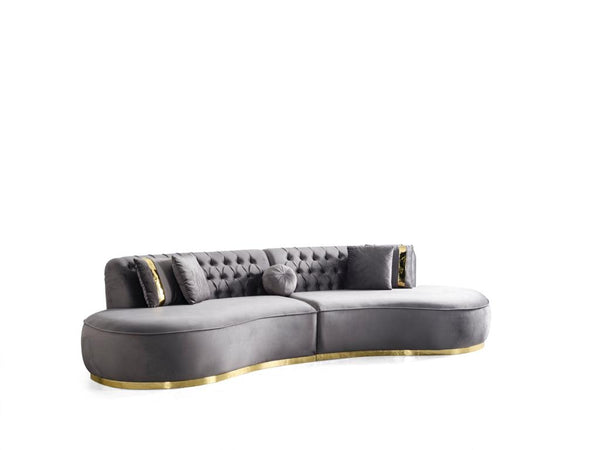 Ella Velvet Gray Curved Sectional.