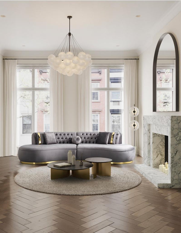Ella Velvet Gray Curved Sectional.