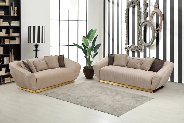 Empoli Ivory Velvet Sofa & Loveseat, New Arrival.