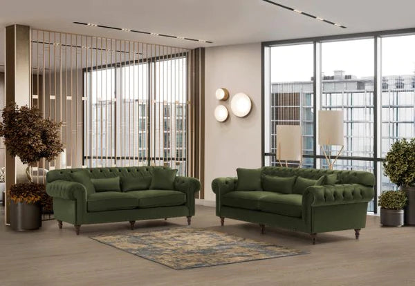 Eva Green Velvet Sofa & Loveseat,