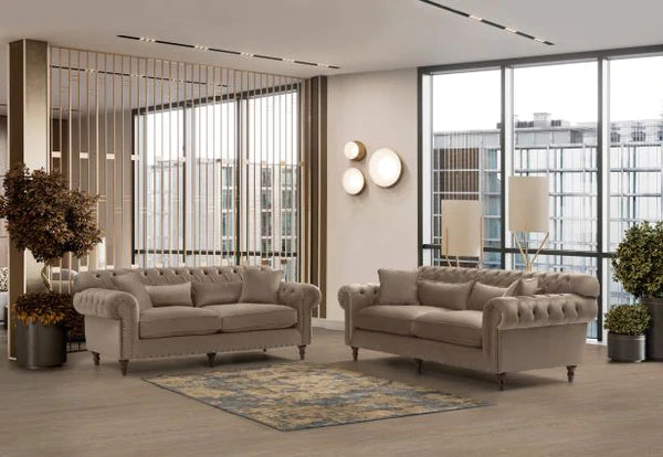 Eva Mocha Velvet Sofa & Loveseat.
