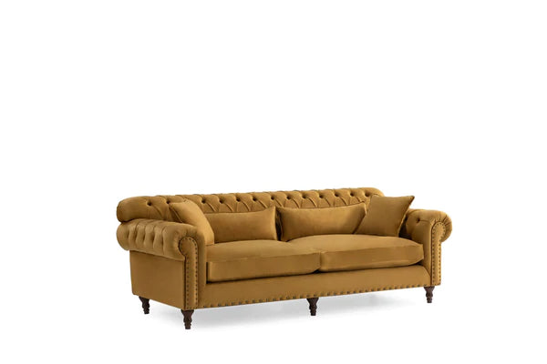 Eva Mustard Velvet Sofa & Loveseat,