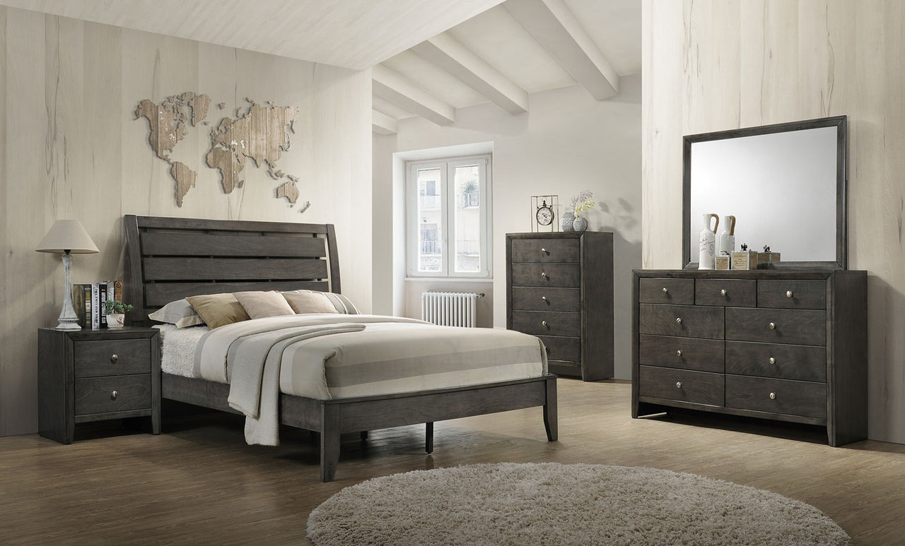 SETB4720 EVAN GRAY CONJUNTO DE DORMITORIO DE 4 PIEZAS