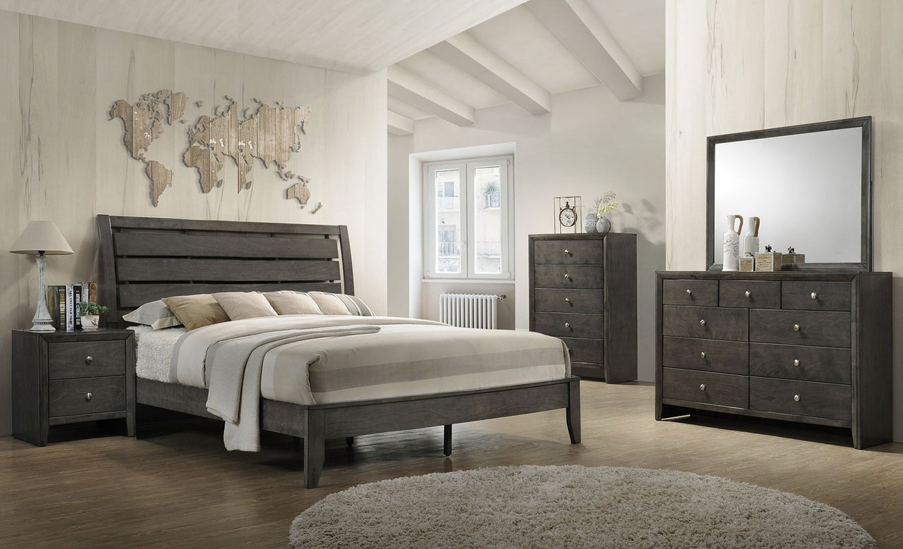 SETB4720 EVAN GRAY CONJUNTO DE DORMITORIO DE 4 PIEZAS