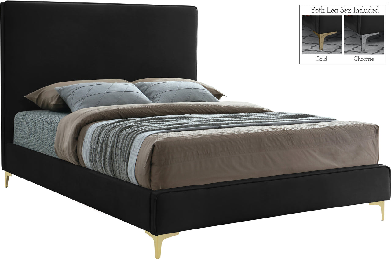 Geri Black Velvet Queen Bed image