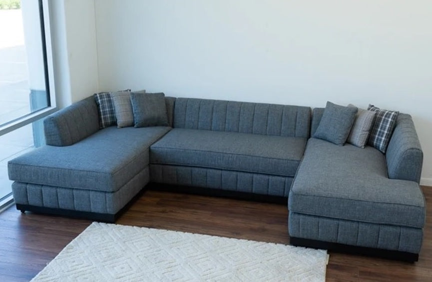 Grayson Linen Gray Double Chaise Sectional.