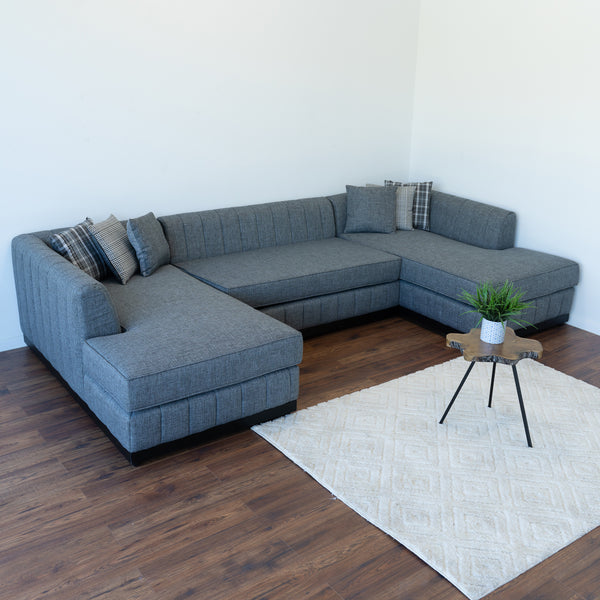 Grayson Linen Gray Double Chaise Sectional.