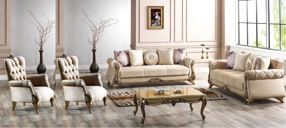 Harmony Convertible Livingroom Set Khaki