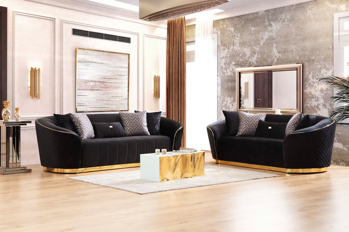 Aster Black Velvet Sofa & Loveseat.