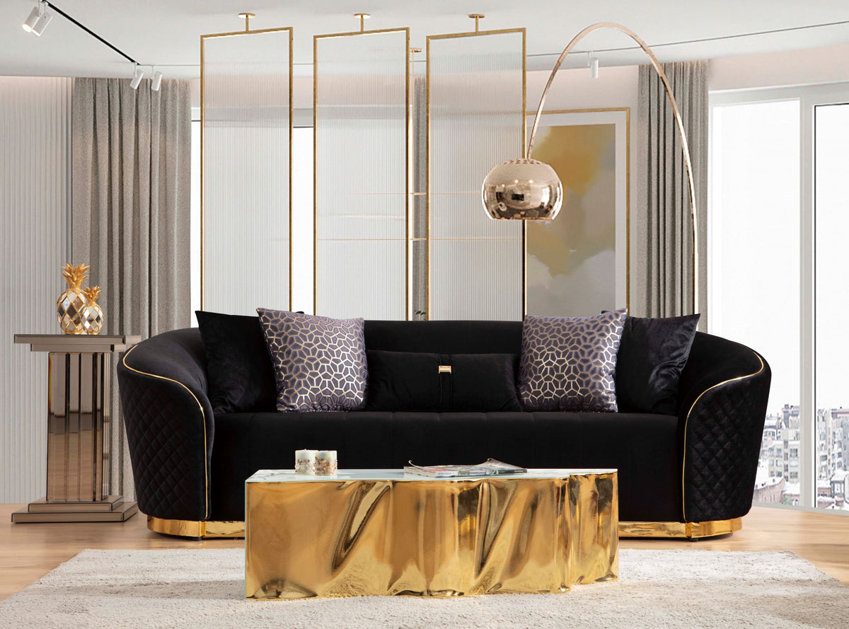 Aster Black Velvet Sofa & Loveseat.