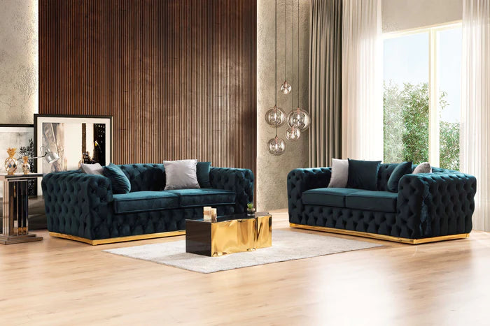 Stella Green Velvet Sofa & Loveseat.