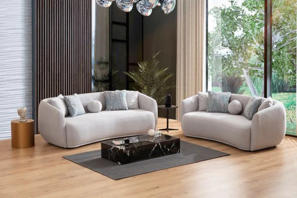 Sofá y loveseat Layla Pewter Boucle