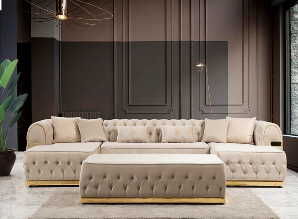 Jester Velvet Cream Double Chaise Sectional.