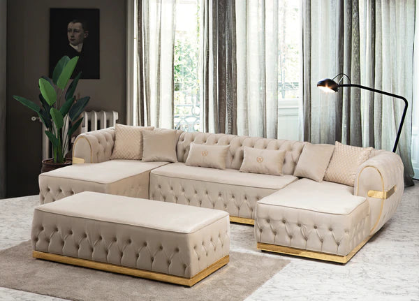 Jester Velvet Cream Double Chaise Sectional.