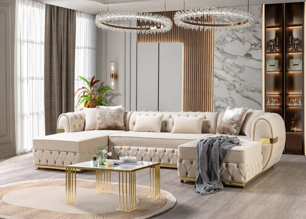Jester Ivory Velvet Double Chaise Sectional.Coming Soon.