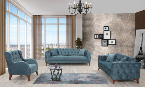 Conjunto de salón convertible Joza azul