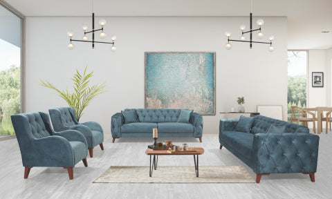 Conjunto de salón convertible Joza azul