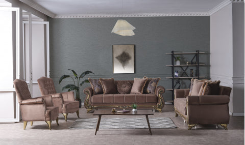 Conjunto de salón convertible Karizma marrón