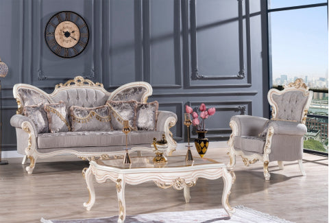 Conjunto de salón tradicional Kelebek beige