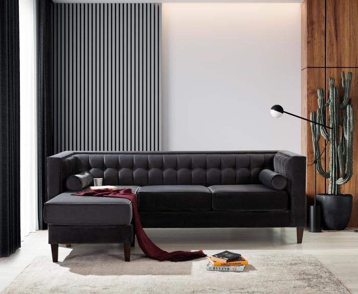 Kelly Charcoal Reversible Sofa Chaise, COMING SOON.