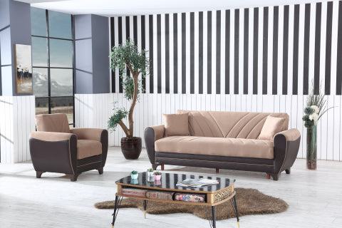 Conjunto de salón convertible Leydi marrón