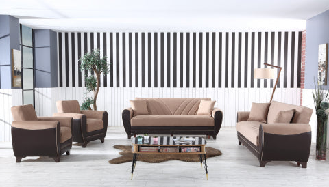 Conjunto de salón convertible Leydi marrón
