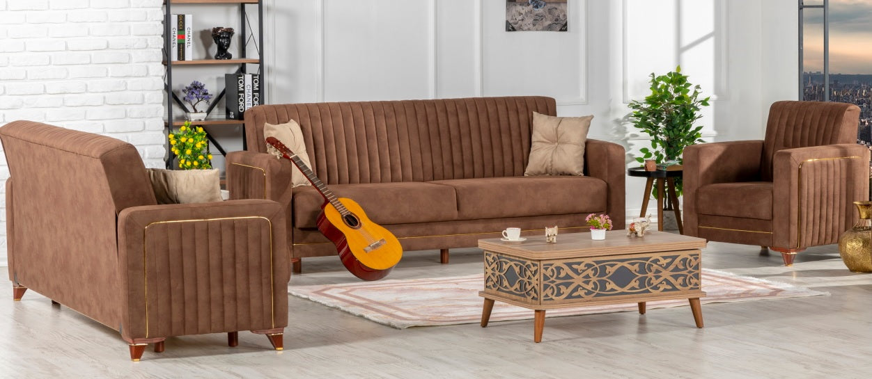 Conjunto de salón convertible Line marrón