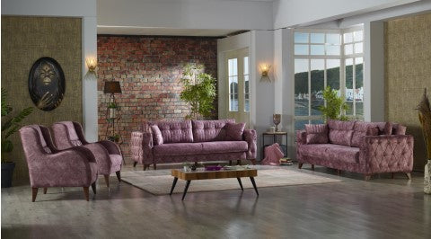Conjunto de salón convertible Lizbon rosa