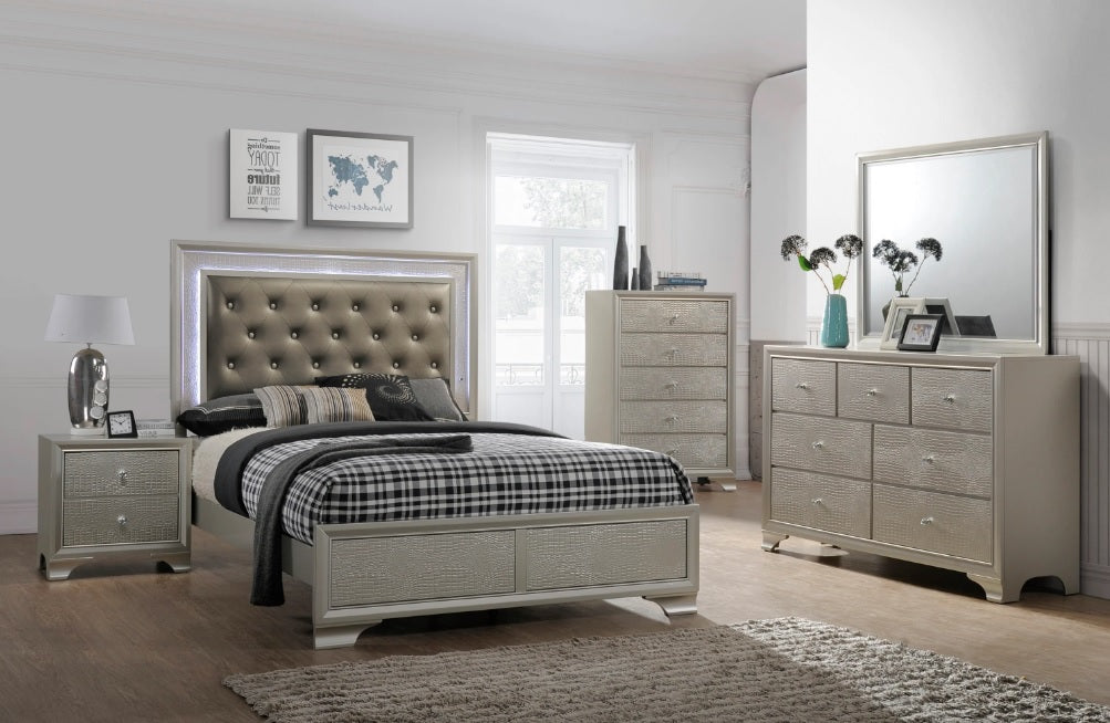 SETB4300 SET DORMITORIO LYSSA CHAMPAGNE 4PZS