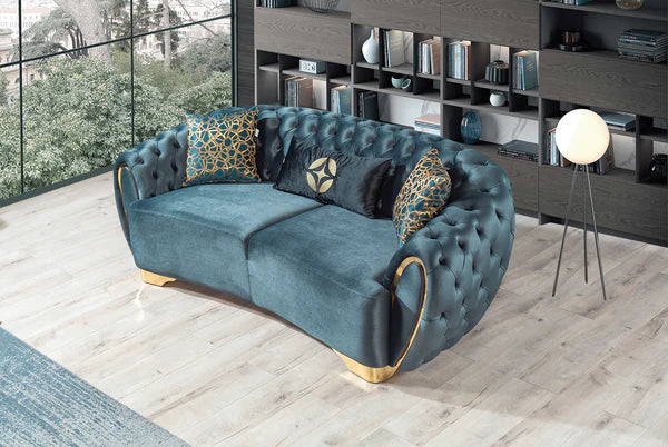 Victoria Holly Green Velvet Sofa & Loveseat.