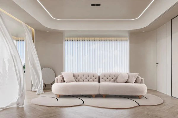 Seccional curvo Allura Beige Boucle, 