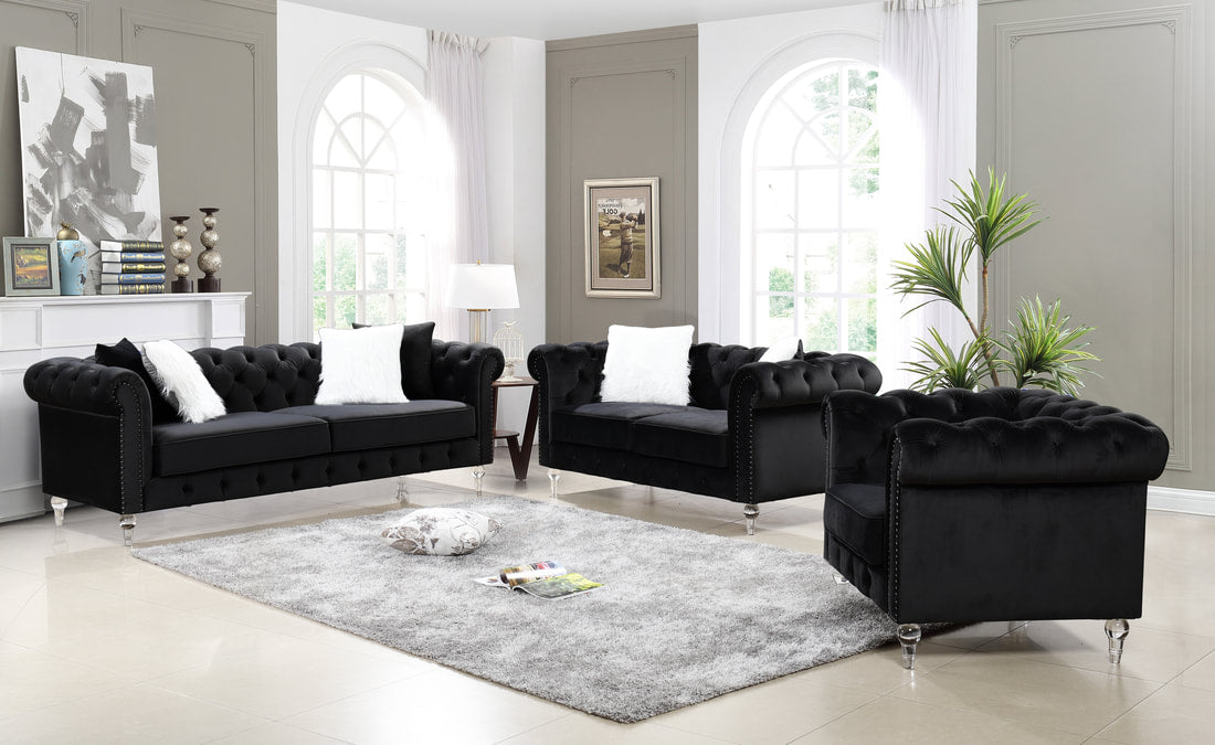 Manchester Black - Juego de sofá y loveseat de 2 piezas