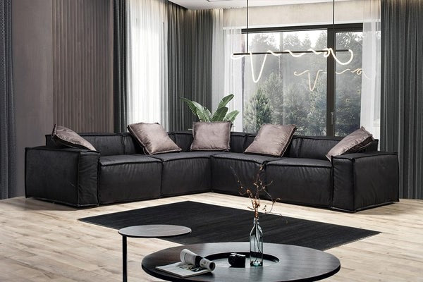 Marcella Black 5-Piece Modular Sectional.