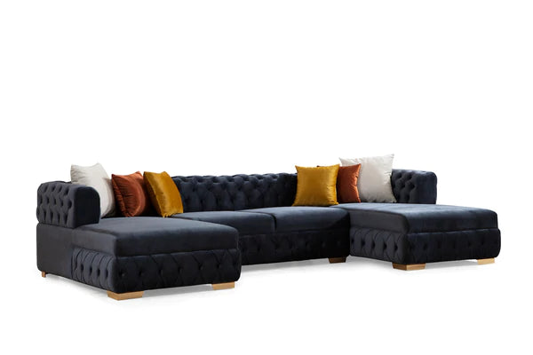 Matilda Charcoal Velvet Double Chaise Sectional, Coming Soon