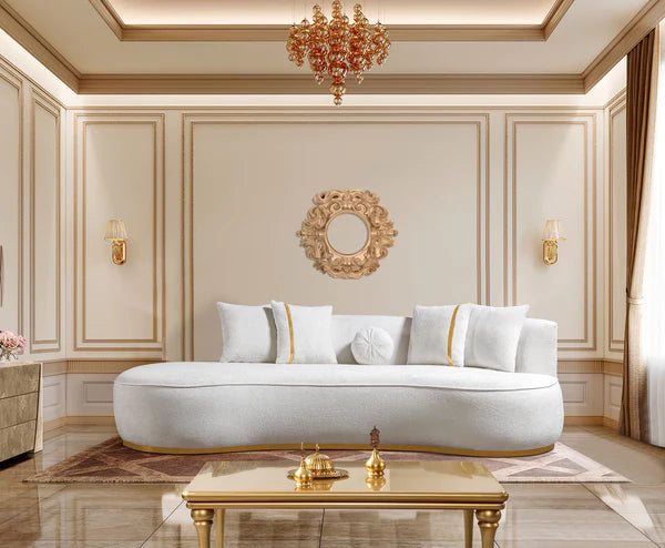 Ella Ivory Boucle Chaise Lounge.