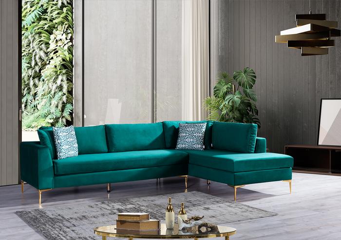 Naomi Green Velvet RAF Sectional, COMING SOON.